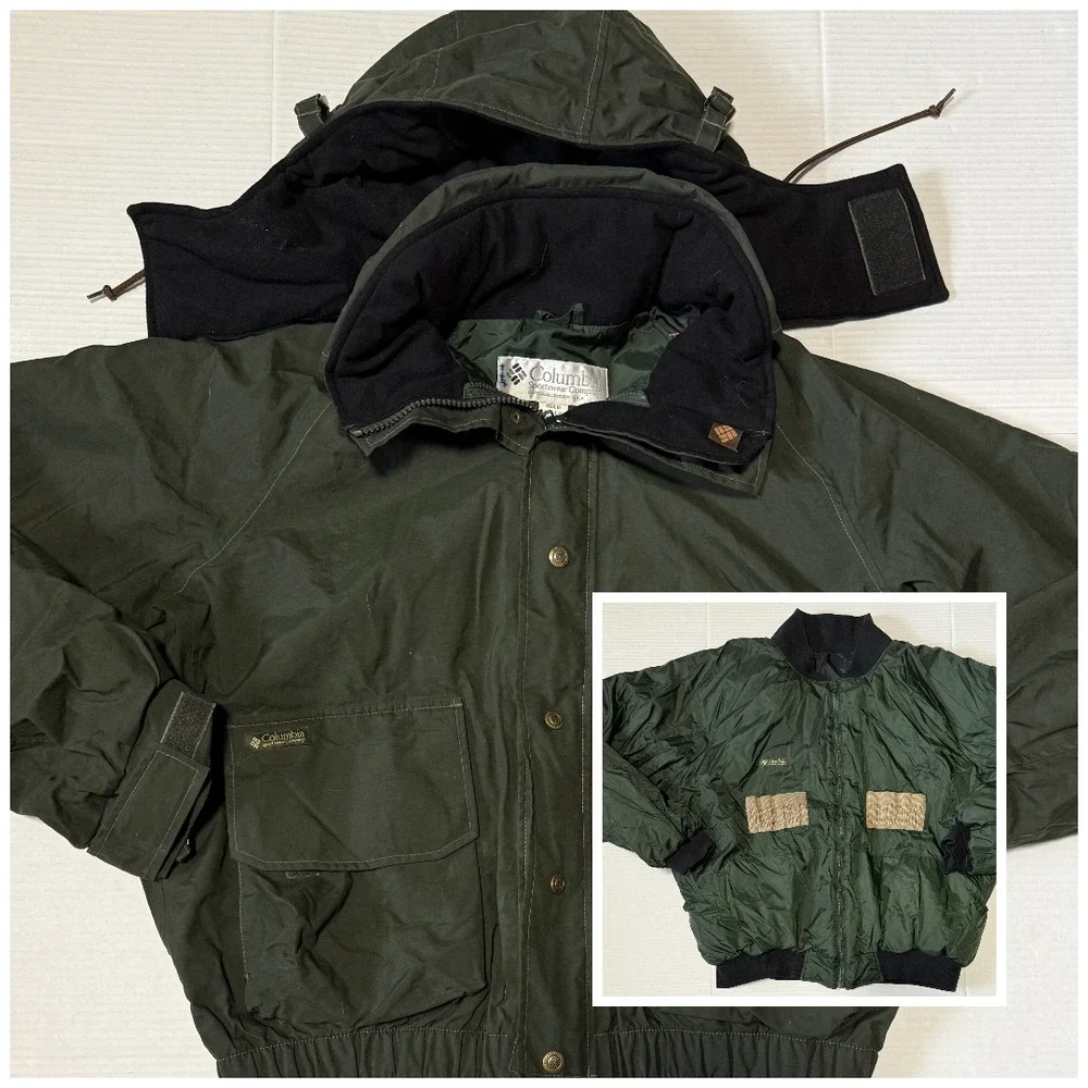 COLUMBIA Omni-Tech - Men's Vintage 3-in-1 Green Hunting Jacket Coat - X-Large XL